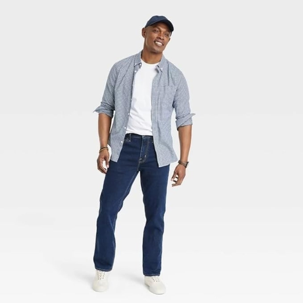 Men's Straight Fit Jeans - Goodfellow & Co Navy‎ Denim 32x34